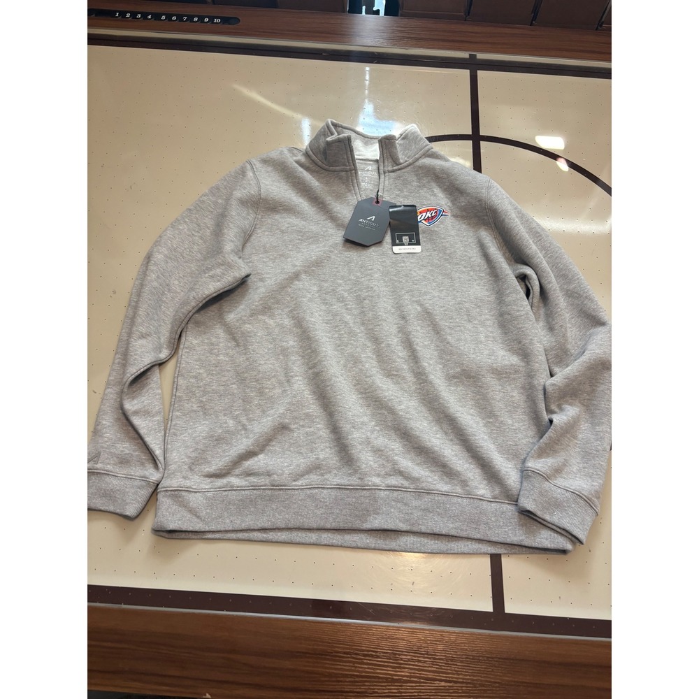346 Antigua Oklahoma City Thunder Womens Victory QZ Quarter Zip Grey Heather